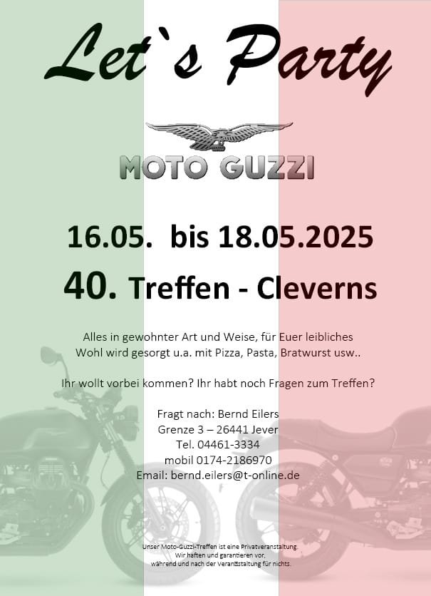 40. Moto Guzzi Treffen – Cleverns, Germany