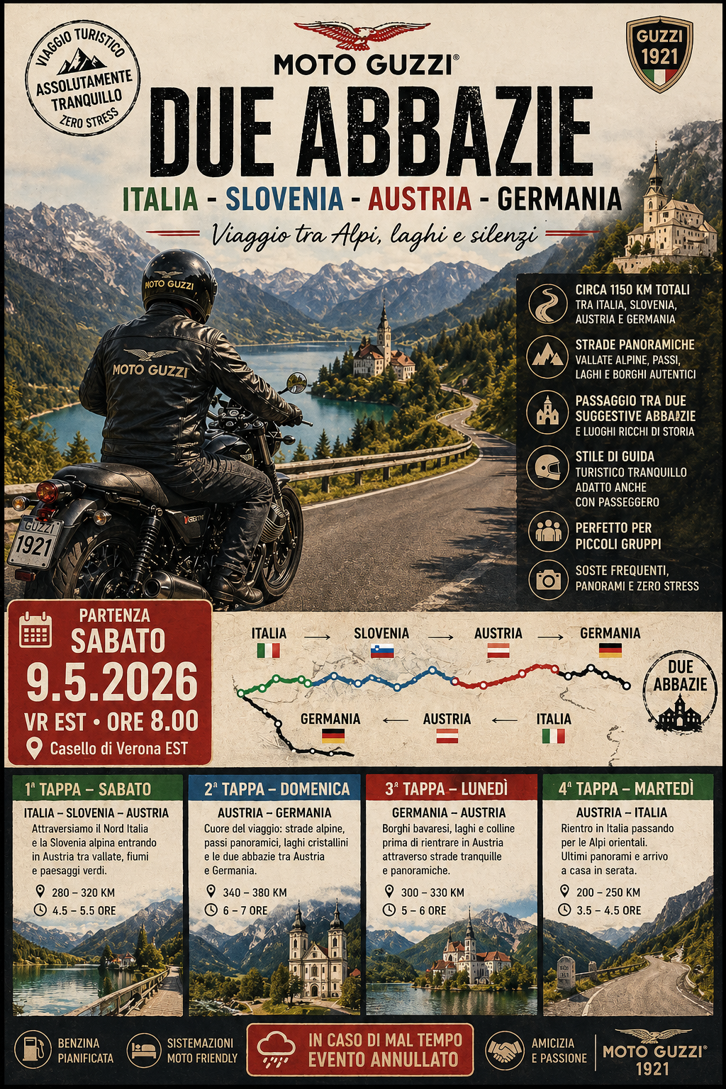 Due Abbazie in Moto – Tour Austria, Germania e Slovenia | 1200 km Guzzisti