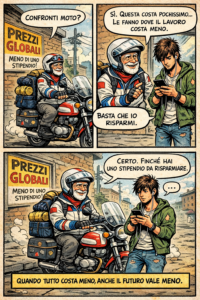 Crisi del settore moto in Europa: la vignetta che racconta prezzi bassi e futuro incerto