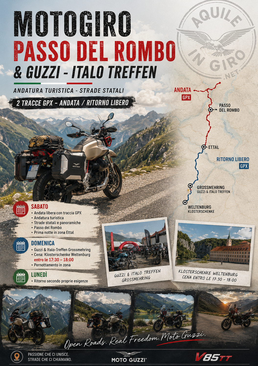 Motogiro Passo del Rombo & Guzzi-Italo Treffen: viaggio tra Ettal, Weltenburg e Baviera