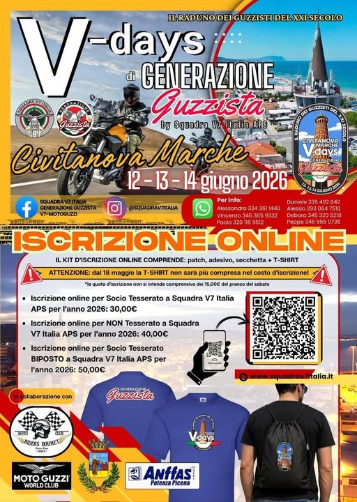 V-Days Generazione Guzzista V-Days 2026: Il Grande Raduno di Generazione Guzzista a Civitanova Marche