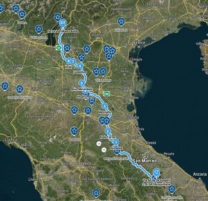 mappa del percorso del ritorno da eento Moto Guzzi il divin guzzista